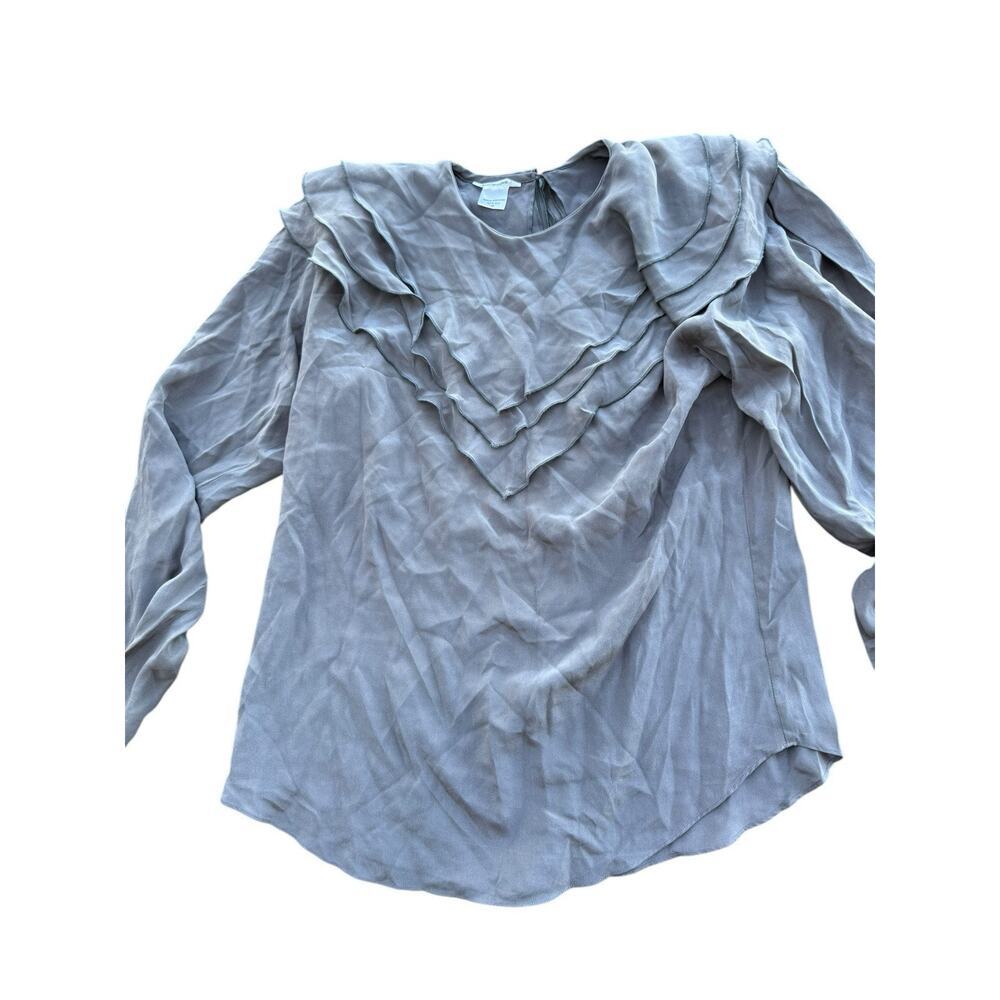 Paul Stanley 100% Silk Layered Collars Long Sleeve‎ Silk Blouse Size 8